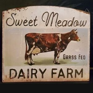 Vintage Sweet Meadow Dairy Farm Sign